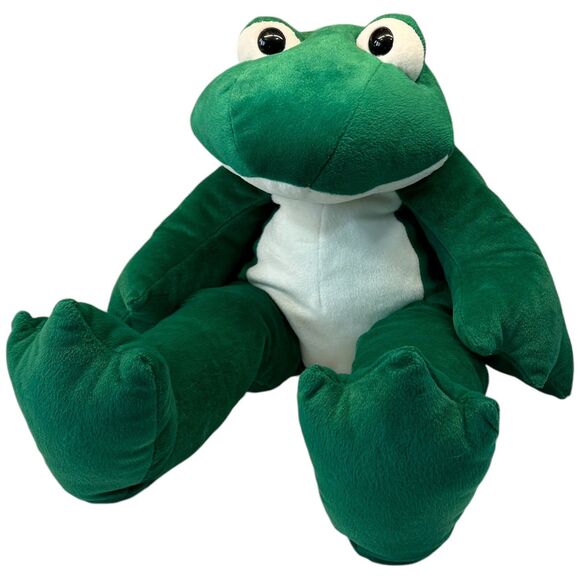 Vtg Frog Stuffed Animal Large 19" Plush Commonwealth Green White Big Eyes Toad - Picture 1 of 14